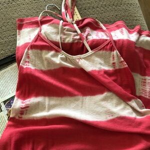 Lucky Brand Red and Cream Maxi Dress